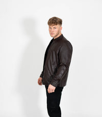 Men's Mandarin Collar Leather Jacket
