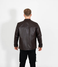 Men's Mandarin Collar Leather Jacket
