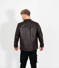 Men's Mandarin Collar Leather Jacket