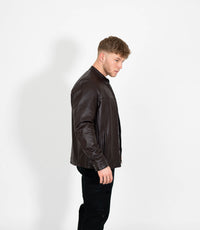 Men's Mandarin Collar Leather Jacket