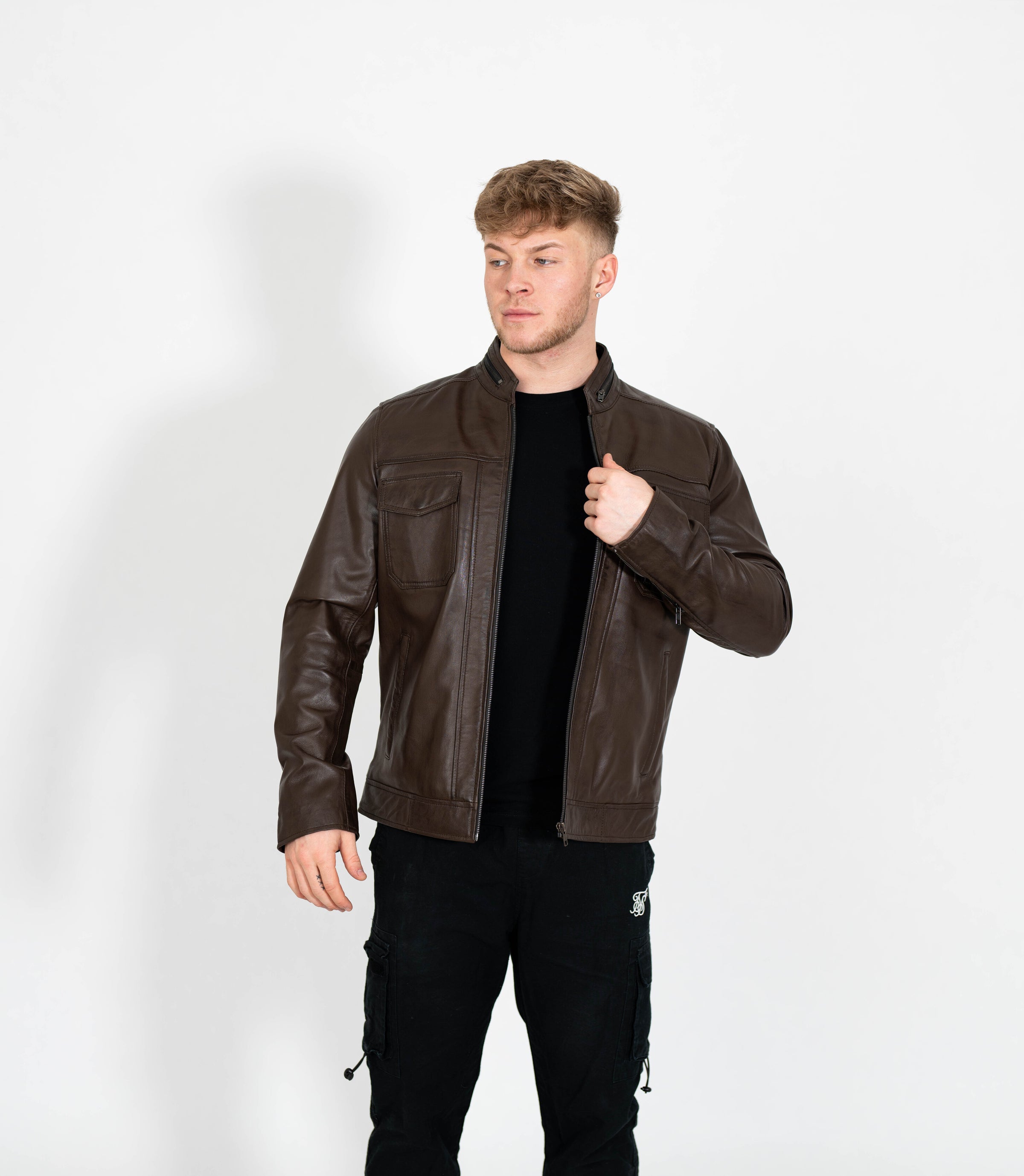 Men's Classic Casual Leather Jacket Brown – Brick Lane Leather