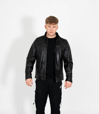 Tony 999 - Men's Mandarin Collar Leather Jacket