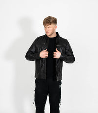 Tony 999 - Men's Mandarin Collar Leather Jacket