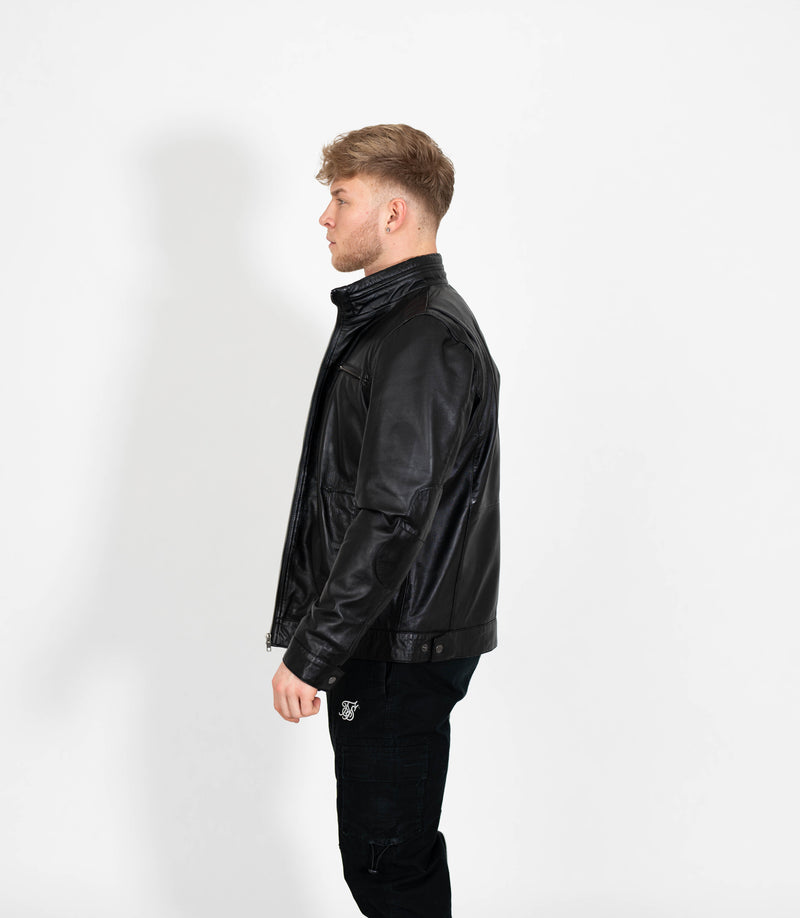 Tony 999 - Men's Mandarin Collar Leather Jacket