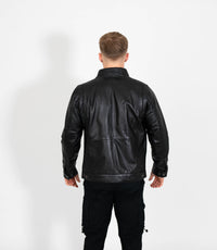 Tony 999 - Men's Mandarin Collar Leather Jacket