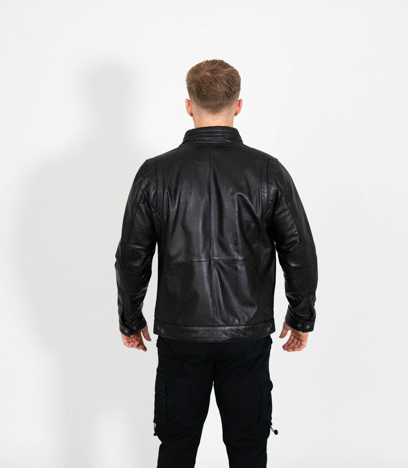 Tony 999 - Men's Mandarin Collar Leather Jacket