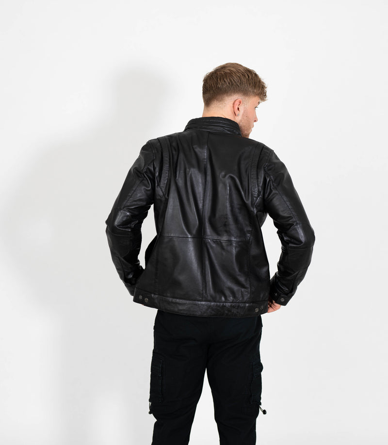 Tony 999 - Men's Mandarin Collar Leather Jacket