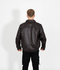 Men's Classic Bomber Leather Jacket Classic - Brown