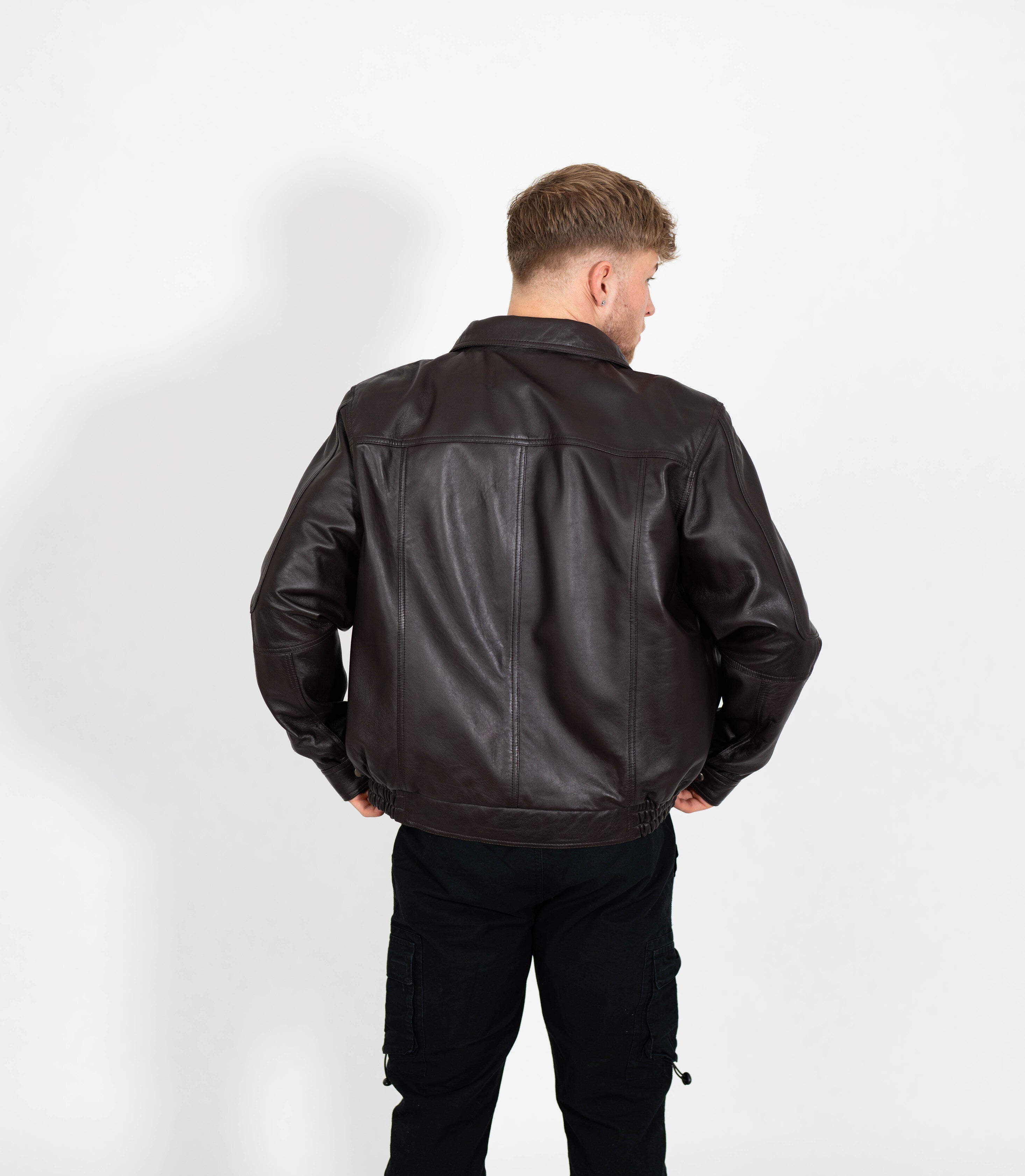 Men's Classic Bomber Leather Jacket Classic - Brown – Brick Lane