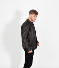 Men's Classic Bomber Leather Jacket Classic - Brown