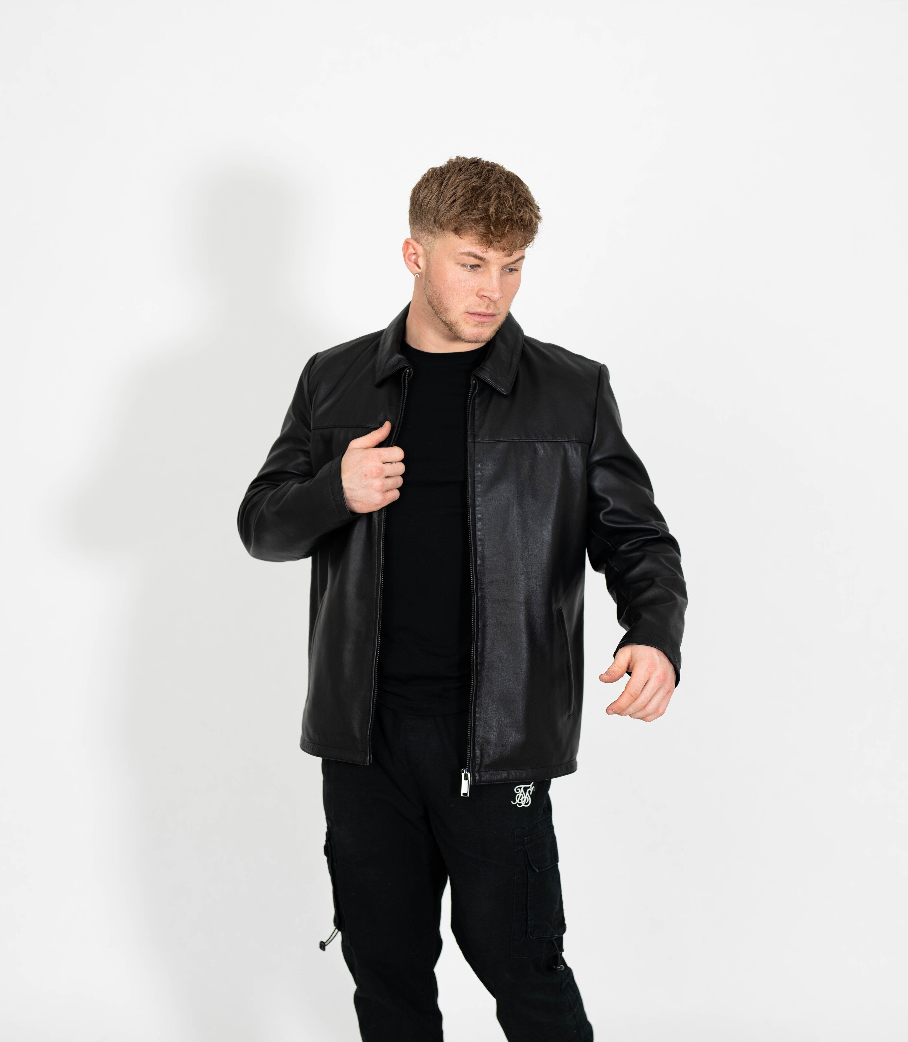 Men's Harrington Style Box Jacket- Black – Brick Lane Leather Co.