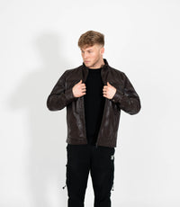 Tony 999 - Men's Mandarin Collar Leather Jacket