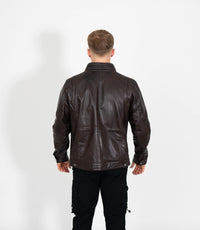 Tony 999 - Men's Mandarin Collar Leather Jacket
