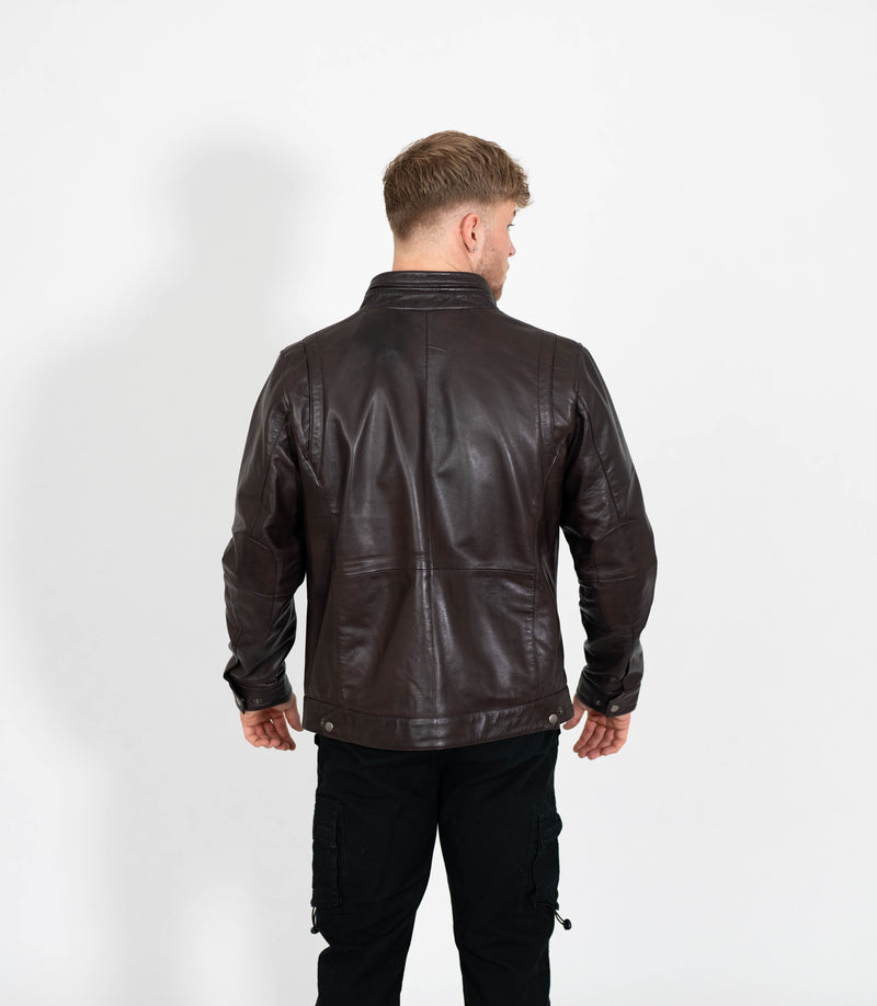 Tony 999 - Men's Mandarin Collar Leather Jacket
