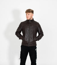 Tony 999 - Men's Mandarin Collar Leather Jacket