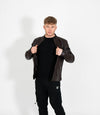 Men's Classic Mandarin Collar Racer Style Leather Jacket - Brown
