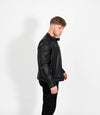 Men's Casual Leather Biker Jacket - Black
