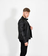 Men's Casual Leather Biker Jacket - Black