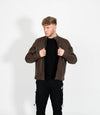Men's Casual Leather Biker Jacket - Brown