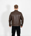 Men's Casual Leather Biker Jacket - Brown