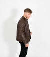 Men's Casual Leather Biker Jacket - Brown