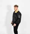 Men's Pilot Leather Jacket with Detachable Fur Collar