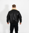 Men's Pilot Leather Jacket with Detachable Fur Collar