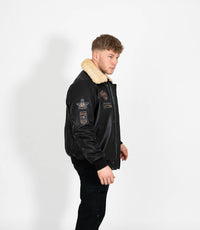 Men's Pilot Leather Jacket with Detachable Fur Collar