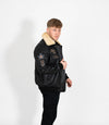 Men's Pilot Leather Jacket with Detachable Fur Collar