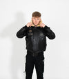 Men's Pilot Leather Jacket with Detachable Fur Collar