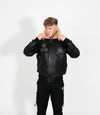 Men's Pilot Leather Jacket with Detachable Fur Collar