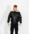 Men's Pilot Leather Jacket with Detachable Fur Collar