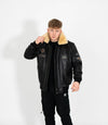 Men's Pilot Leather Jacket with Detachable Fur Collar