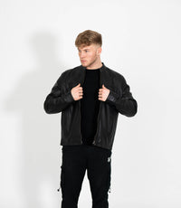 Men's Mandarin Collar Leather Jacket
