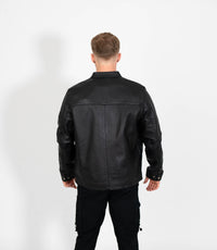 Men's Mandarin Collar Leather Jacket