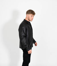 Men's Mandarin Collar Leather Jacket