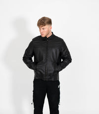 Men's Mandarin Collar Leather Jacket