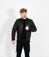 Men's Vintage Rub Off Leather Biker Jacket - Brown