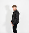 Men's Vintage Rub Off Leather Biker Jacket - Brown