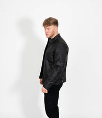 Men's Vintage Rub Off Leather Biker Jacket - Brown