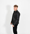 Men's Vintage Rub Off Leather Biker Jacket - Brown