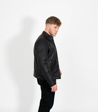 Men's Vintage Rub Off Leather Biker Jacket - Brown