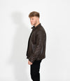 Men's Quilted Leather Biker Style Zip Jacket