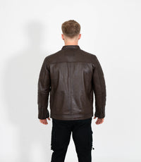 Men's Quilted Leather Biker Style Zip Jacket