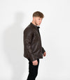 Men's Quilted Leather Biker Style Zip Jacket