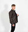 Men's Quilted Leather Biker Style Zip Jacket