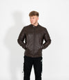 Men's Quilted Leather Biker Style Zip Jacket