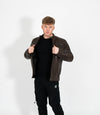 Men's Quilted Leather Biker Style Zip Jacket