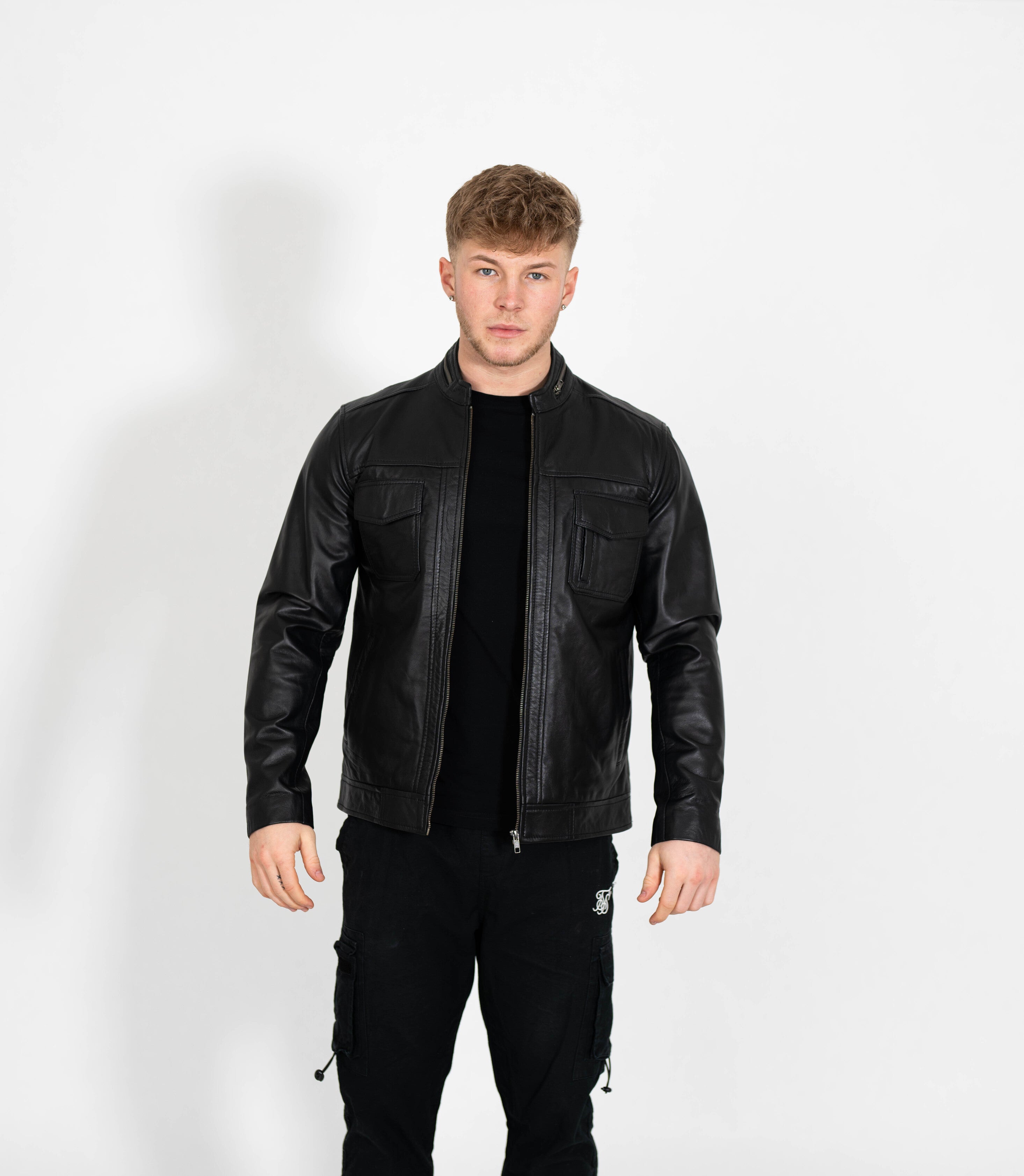 Men's Classic Casual Leather Jacket - Black – Brick Lane Leather Co.