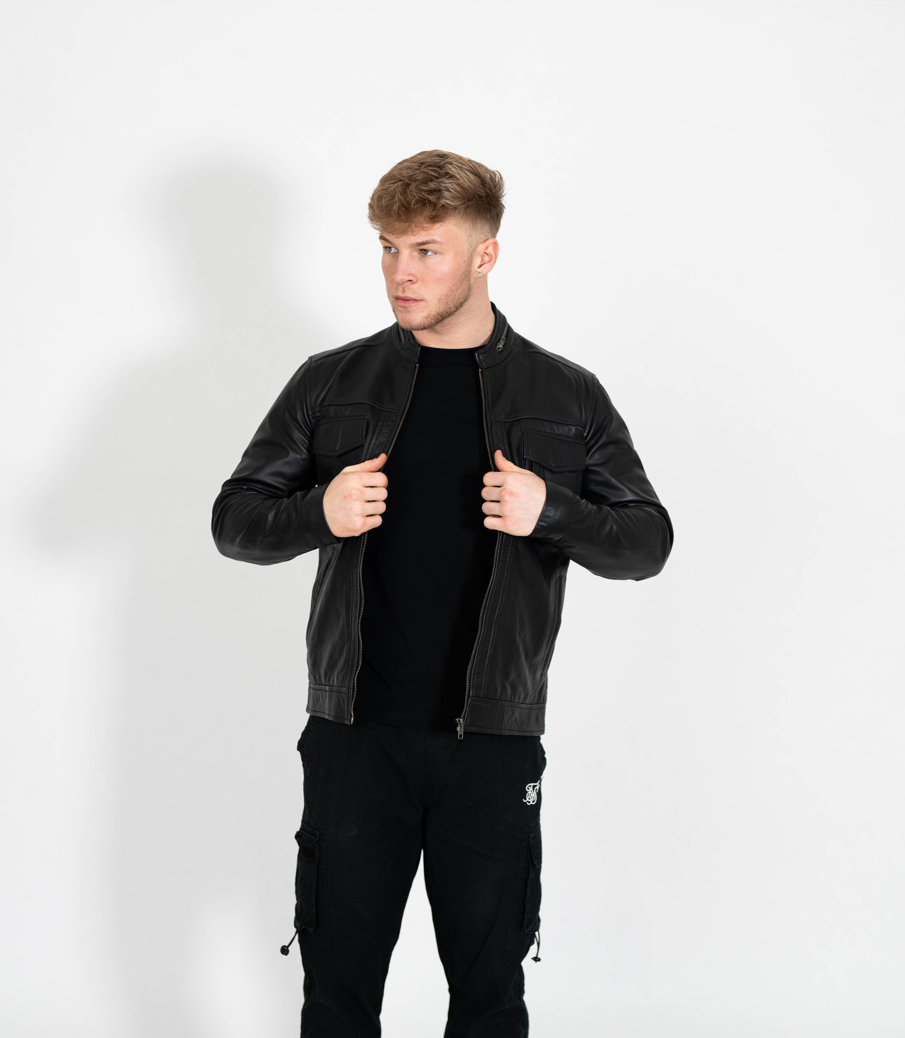 Men's Classic Casual Leather Jacket - Black – Brick Lane Leather Co.